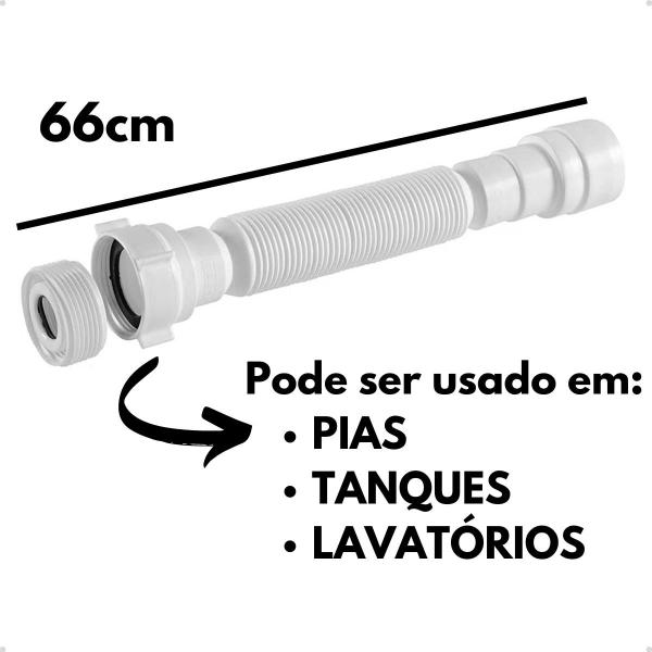 Imagem de Kit 10 Sifões Sanfonados 66cm Com 3 Borrachas