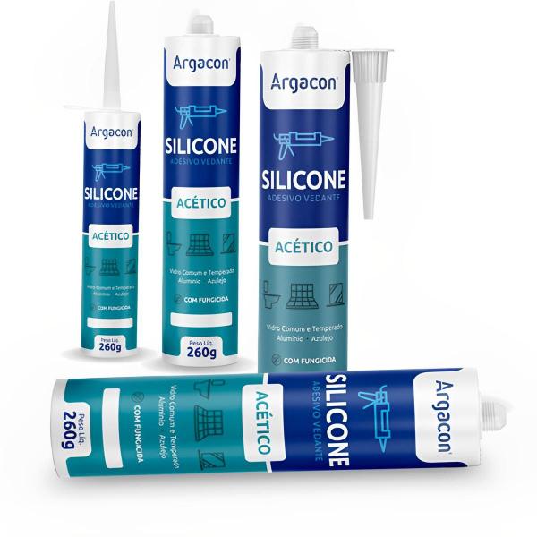 Imagem de Kit 10 Silicone Acético Incolor 260g Uso Geral Argacon