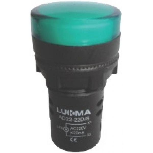 Imagem de Kit 10 sinaleiro led iluminado 22mm verde 110v 16012 lukma