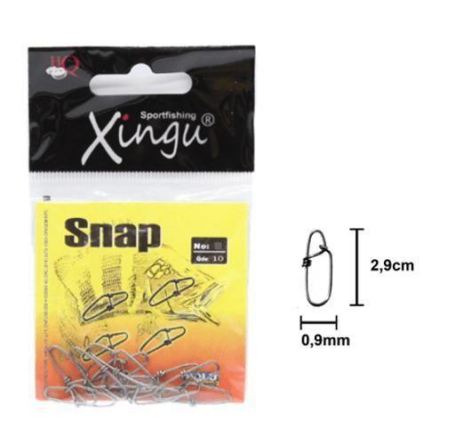 Imagem de Kit 10 Snap Pesca Xingu N-5 Aço Inox Suporta Até 32Kg