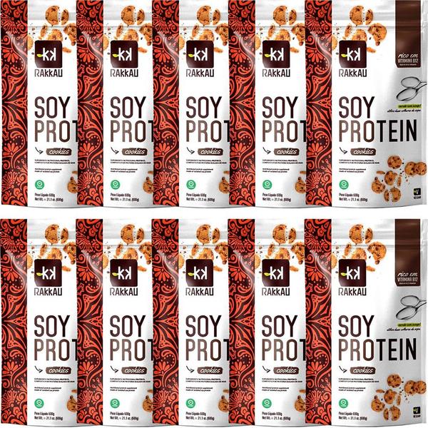 Imagem de Kit 10 Soy Protein Cookies Rakkau 600g - Vegano - Proteína