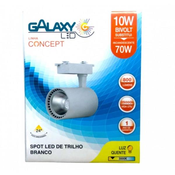 Imagem de Kit 10 spot led 10w trilho eletrificado branco 3000k galaxy