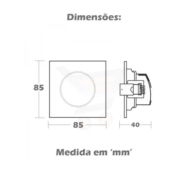 Imagem de kit 10 Spot Led Embutir 5w Quadrado 3000k - Vany