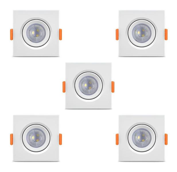 Imagem de Kit 10 Spot Quadrado Direcionável 5w Bivolt Teto