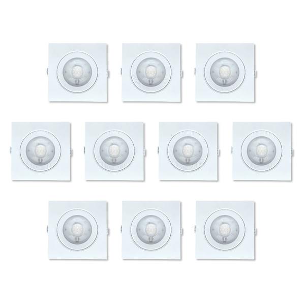 Imagem de Kit 10 Spots Led Quadrado De Embutir 5W Bivolt Luz Amarela