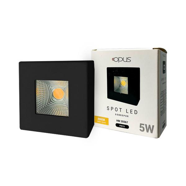 Imagem de Kit 10 Spots Sobrepor Led Quadrado Branco/Preto 5w 3000k