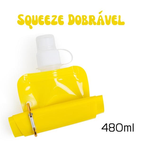 Imagem de Kit 10 Squeeze Dobrável Com Mosquetão, 480ml 