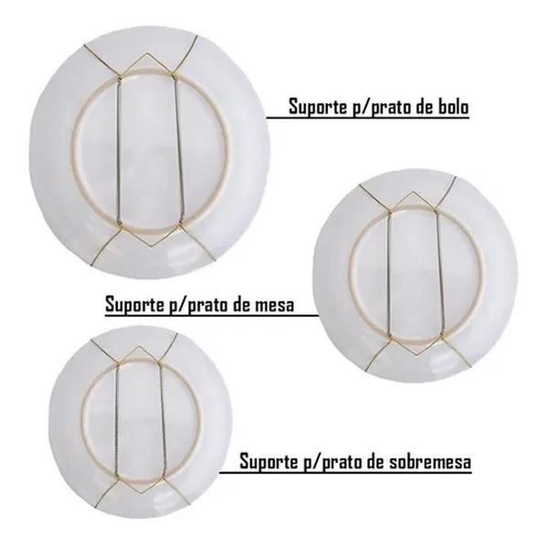 Imagem de Kit 10 Suporte Gancho Dourada Prato Decorativo Parede