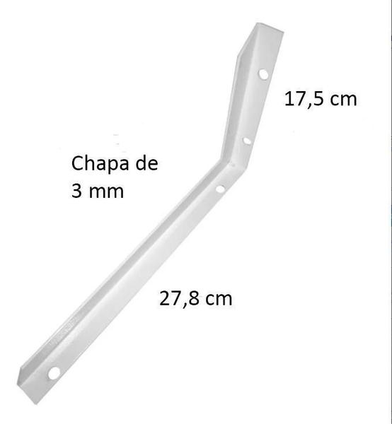 Imagem de Kit 10 Suporte Mão Francesa Reforçada 30Cm Branca+ Parafusos