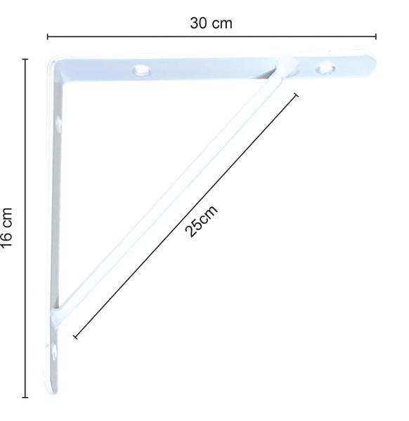 Imagem de Kit 10 Suporte Prateleira Mão Francesa 30cm com parafuso e bucha para instalação