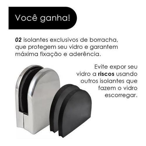 Imagem de Kit 10 Suporte Presilhas Reta Vidro Quadrada De Aço Inox 304