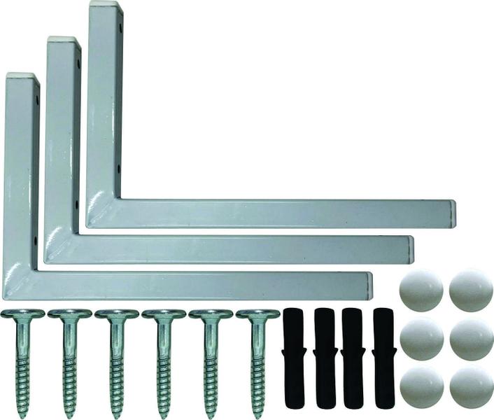 Imagem de Kit 10 Suportes Mão Francesa Cantoneira Prateira Branco 25Cm