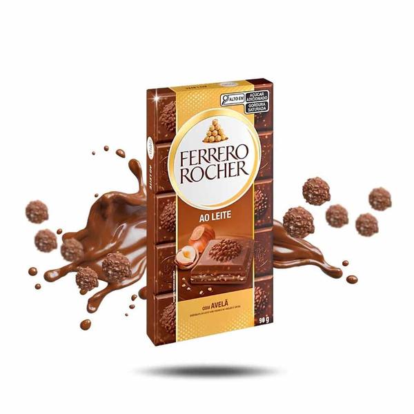 Imagem de Kit 10 Tablete Ferrero Rocher Chocolate Ao Leite 90g Ferrero