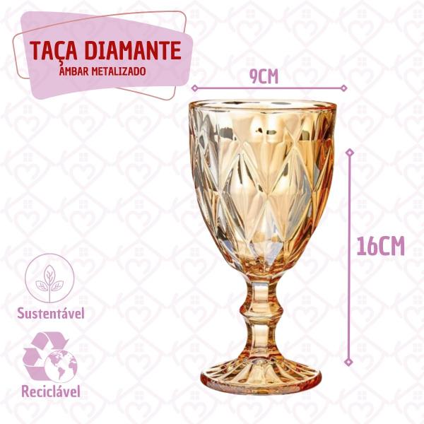 Imagem de Kit 10 Taças Luxo 330ml Diamond Dourado Ouro Âmbar 