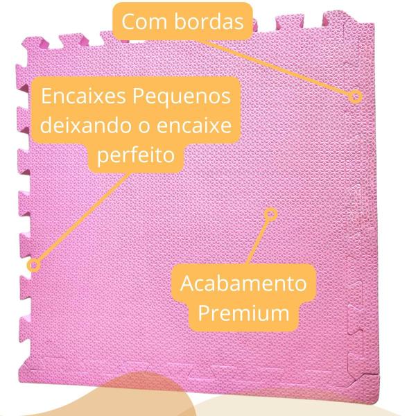 Imagem de Kit 10 Tapete Infantil em EVA Emborrachado de 50x50cm com 20mm de Espessura Total de 2,5 m² Estilo Tatame Para Bebe Cria