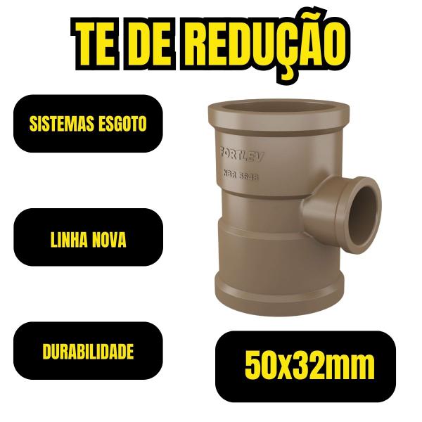 Imagem de Kit 10 Te Soldável Redução Marrom Água Fria 50x32mm