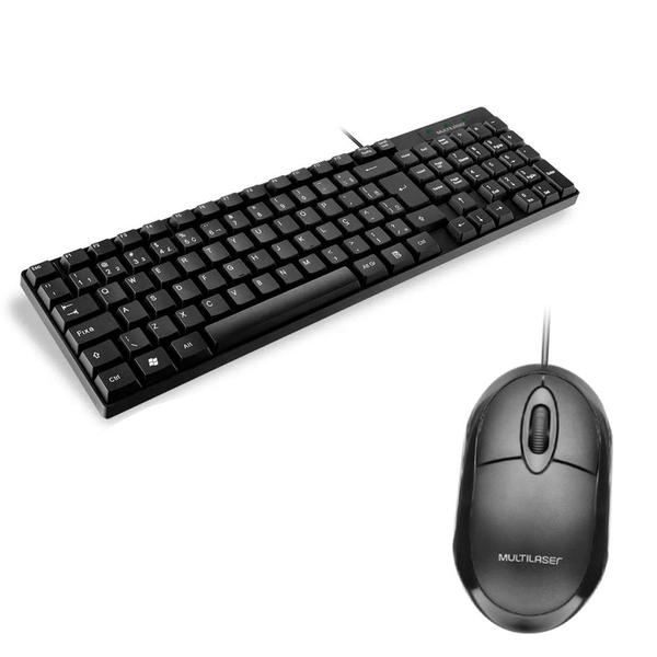 Imagem de Kit 10 Teclados TC193BU USB Slim e Mouses MO300 Classic 1200DPI Preto Multilaser