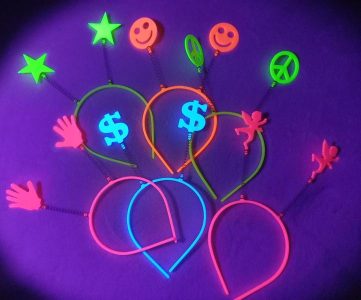 Imagem de Kit 10 tiaras neon para festa balada brilham na luz negra