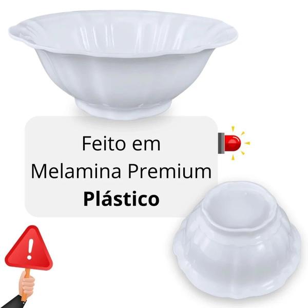 Imagem de Kit 10 Tigelas Cumbuca Redondas Pequenas Formato Flor Delicado 650 Ml Brancas para Salada e Fruteira Melamina  Bestfer 