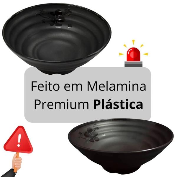 Imagem de Kit 10 Tigelas Onduladas 1 Litro 21,5 Cm Kanpai Vasilha Grande Melamina Premium Restaurante Japones  Bestfer 