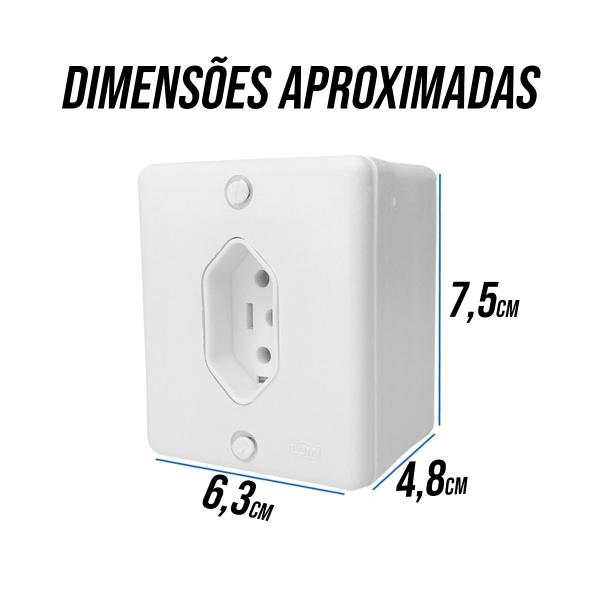 Imagem de kit 10 Tomada 20A sobrepor 2 Pino + Terra 250V Ilumi