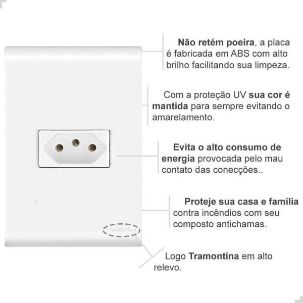 Imagem de Kit 10 Tomada Simples 2PT+T 10A 4X2 Embutir Liz Tramontina