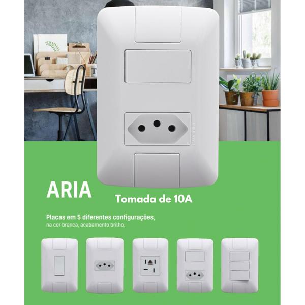 Imagem de Kit 10 Tomadas Simples Tramontina 10A Aria