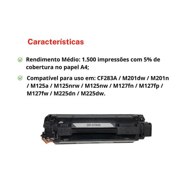 Imagem de Kit 10 Toner Compatível Com Hp Cf283a  M125  M126  M127