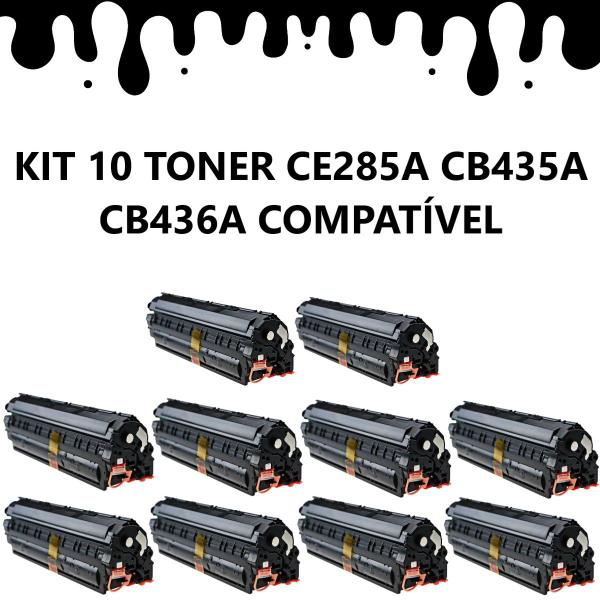 Imagem de Kit 10 Toner Compatível Para Impressora P1102w M1132 M1210 P1005 cb435a cb436a Ce285a Universal P1006 M1120 M1130 M1212