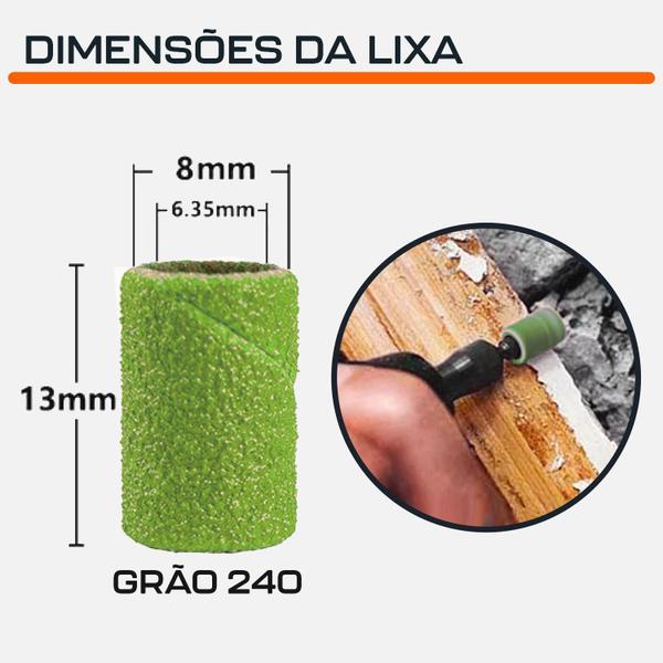 Imagem de Kit 10 Tubo De Lixa 1/4 Grão 240 Verde Limão Micro Retífica