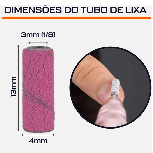 Imagem de Kit 10 Tubos De Lixa 3Mm 1/8 Grão 240 Rosa Micro Retíficas