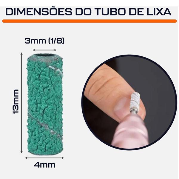 Imagem de Kit 10 Tubos De Lixa 3Mm 1/8 Grão 80 Verde Micro Retíficas