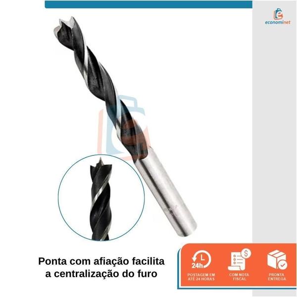 Imagem de Kit 10 Un Broca 3 Pontas Para Madeira Starfer 10Mm Furadeira