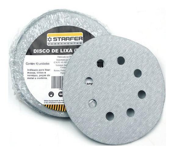 Imagem de Kit 10 Un Disco De Lixa Tiras aderentes Branco 150Mm Grão 120 Starfer