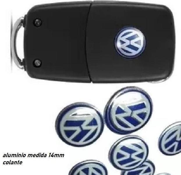 Imagem de Kit 10 Un Emblema Adesivo Volkswagen Chave Wv Aluminio 14Mm