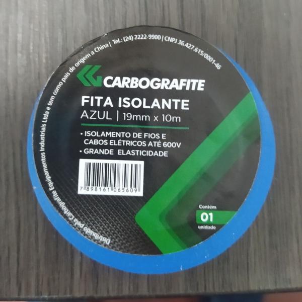 Imagem de Kit 10 Un  Fita Isolante Elétrico 19mmx10m Azul CARBOGRAFITE