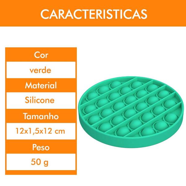 Imagem de Kit 10 Und Pop It Infantil Controla Ansiedade Redondo Verde