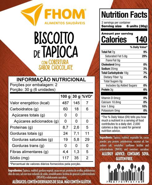 Imagem de Kit 10 unid Biscoito de Tapioca 2 sabores 60g Vegano Sem Glúten FHOM