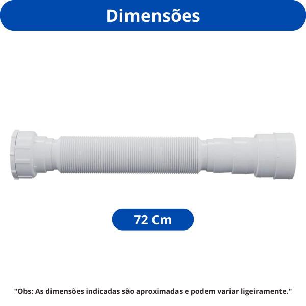 Imagem de Kit 10 unidades - blukit sifão extensivo univ 72 cm.branco porca pp 030101