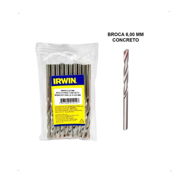 Imagem de Kit 10 Unidades Broca Concreto Videa 6mm Irwin Iw904 46000100610