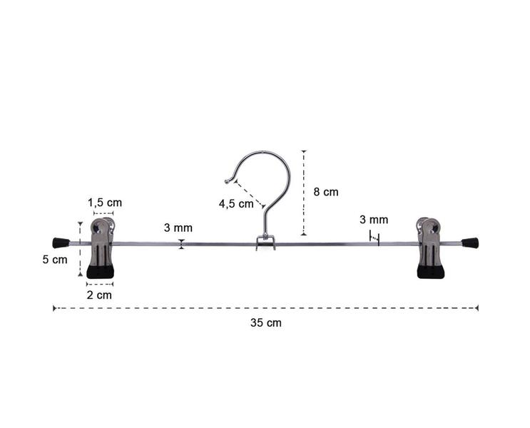 Kit 10 Unidades Cabides Cromado Com Presilhas Marca IKAZA Imagem de Kit 10 Unidades Cabides Cromado Com Presilhas Marca IKAZA