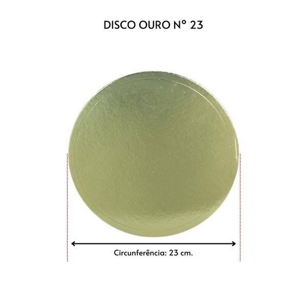 Imagem de Kit 10 Unidades Cake Board Disco Para Bolo Ouro 23cm.