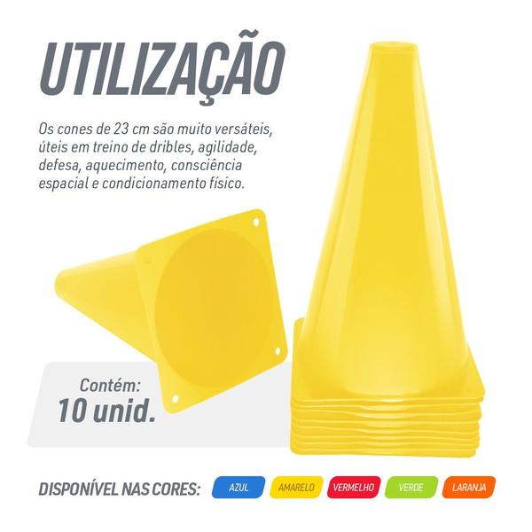 Imagem de Kit 10 Unidades Cones Agilidade 23cm Pista E Campo - Amarelo