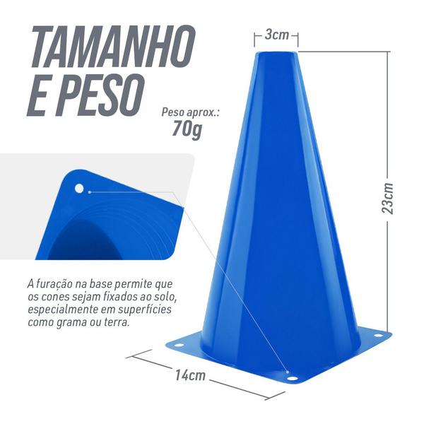 Imagem de Kit 10 Unidades Cones Agilidade 23cm Pista E Campo - Azul