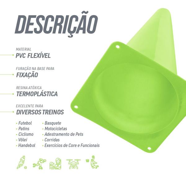 Imagem de Kit 10 Unidades Cones Agilidade 23cm Pista E Campo - Verde