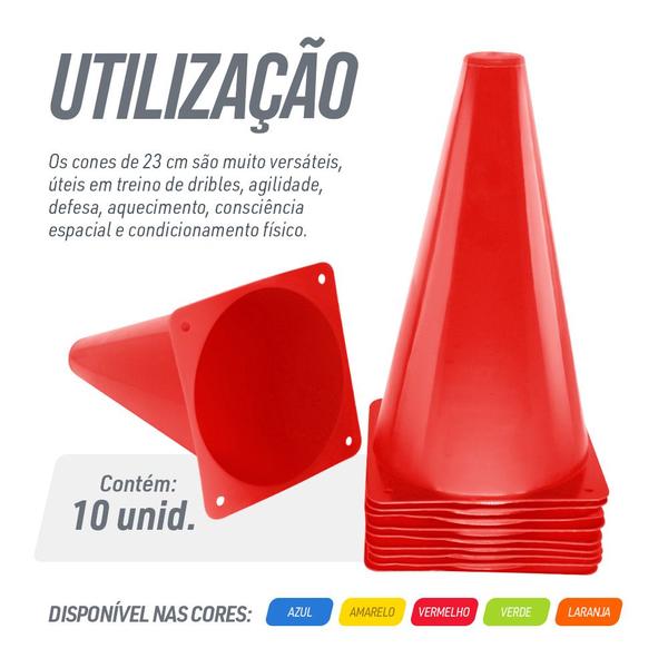 Imagem de Kit 10 Unidades Cones Agilidade 23cm Pista E Campo -Vermelho