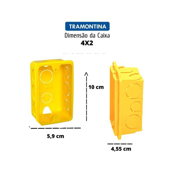 Imagem de KIT 10 unidades de Caixa De Embutir Retangular Amarela 42