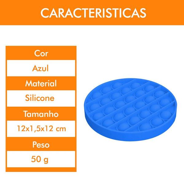 Imagem de Kit 10 Unidades de Pop It Fidget Sensorial Bolha Mod Redondo Azul