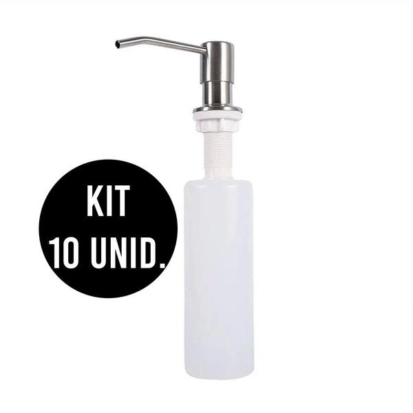 Imagem de KIT 10 Unidades Dispenser Dosador sabão  Embutir Pia  Detergente Sabonete Liquido escovado cozinha banheiro
