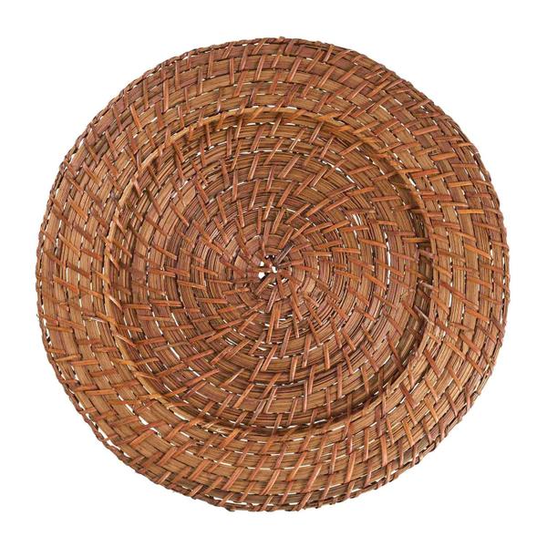 Kit 10 Unidades Sousplat Redondo Marrom Rattan 32Cm Rafimex Imagem de Kit 10 Unidades Sousplat Redondo Marrom Rattan 32Cm Rafimex